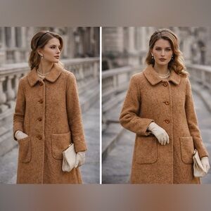 Vintage Ricemor Feather-Filled Coat | Camel Brown | Size 16